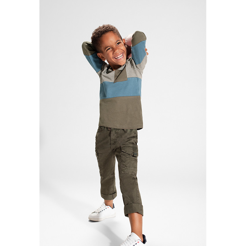 Tee-shirt manches longues en jersey avec rayures et poche 