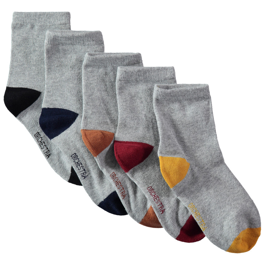 Lot de 5 paires de chaussettes à bout et talon contrastés 