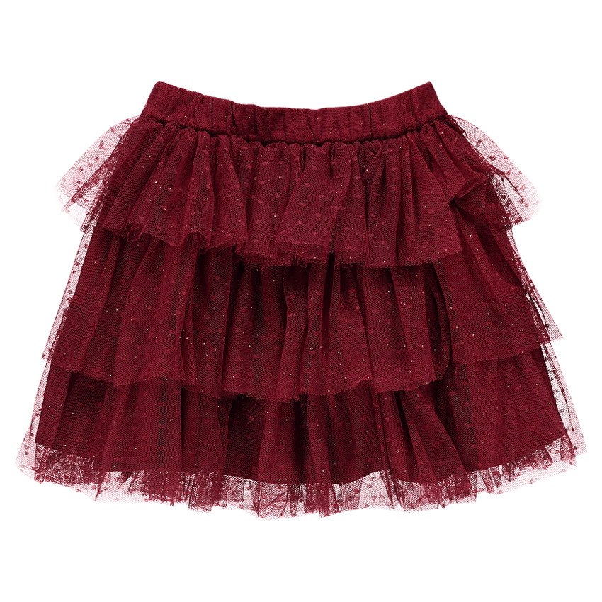 Jupe courte en tulle pailleté à volants  