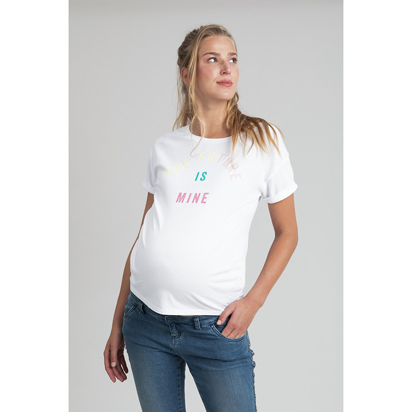 T-shirt de grossesse manches courtes à message printé 