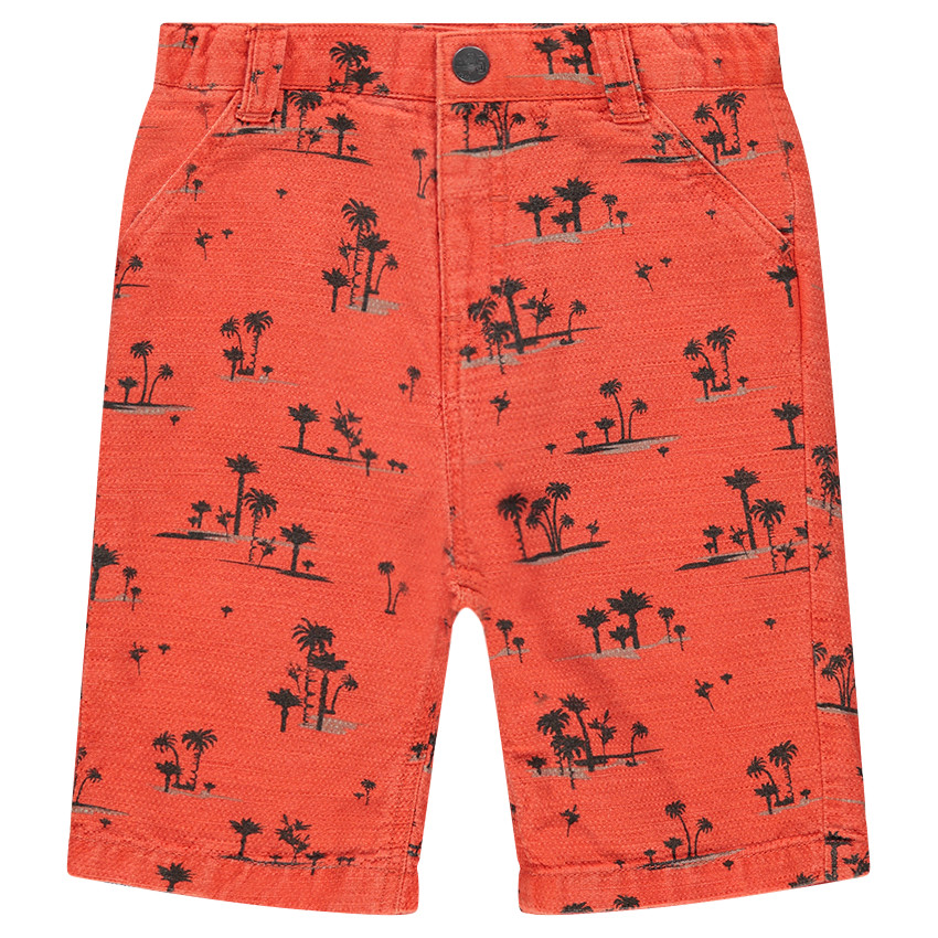 Bermuda en coton fantaisie avec palmiers printés 