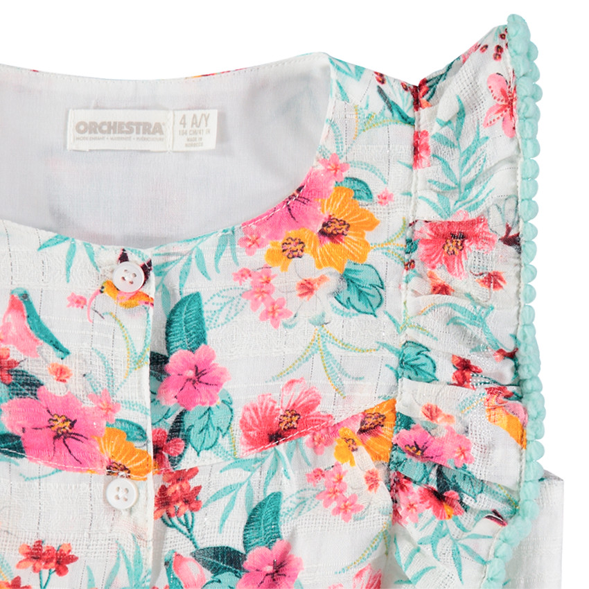 Combinaison longue à fleurs all-over avec volants 