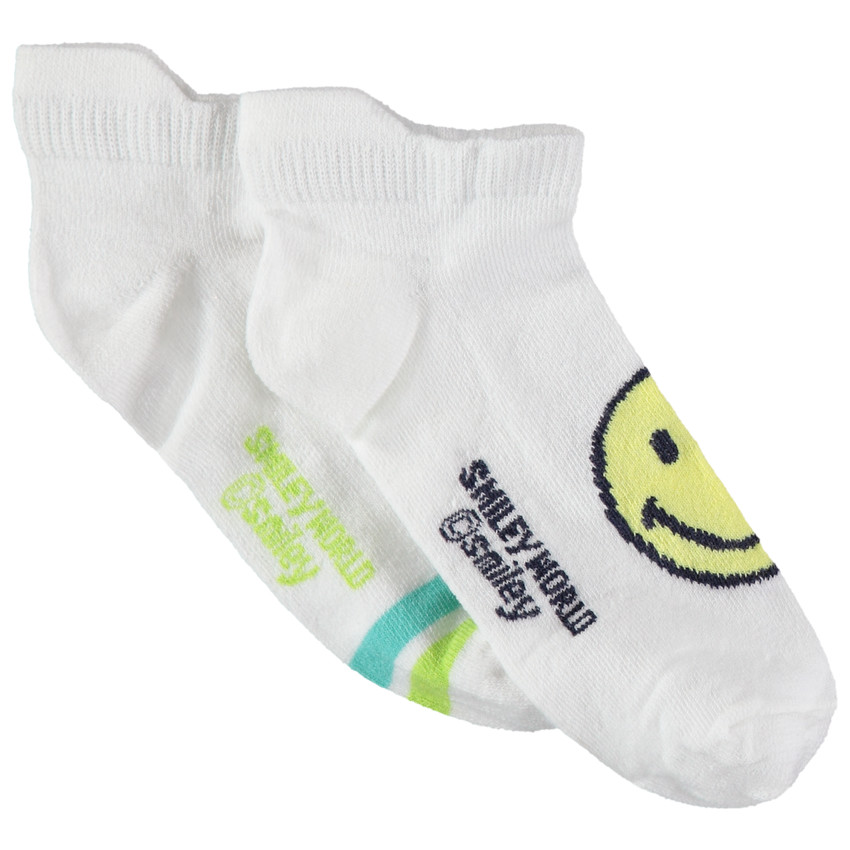 Lot de 2 paires de chaussettes courtes motif Smiley jacquard 