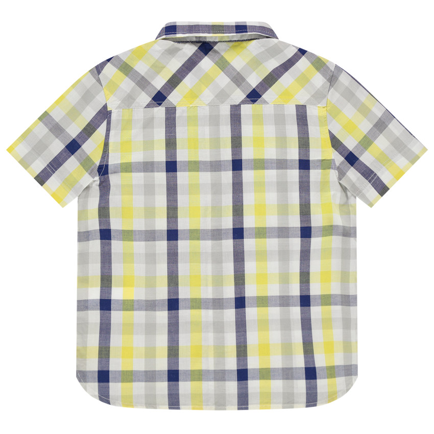 Chemise à carreaux contrastés et poche 