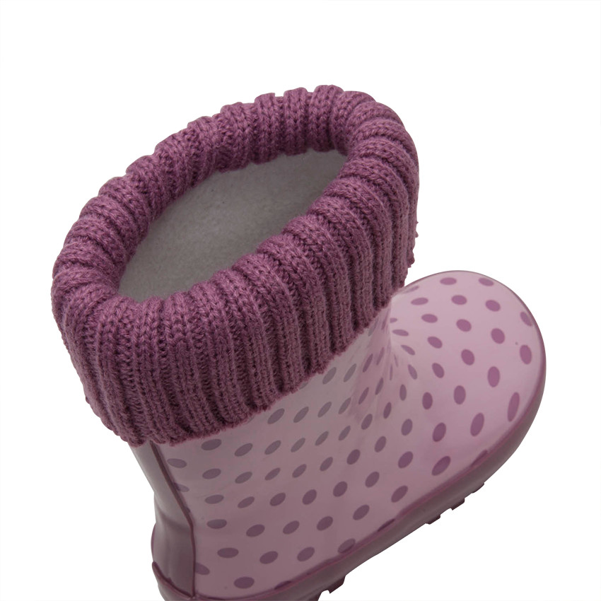Bottes de pluie en caoutchouc avec col en tricot rose et intérieur fourré du 20 au 23 