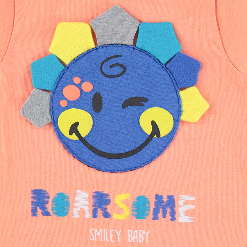 Ensemble avec tee-shirt patch Smiley et bermuda à poches 