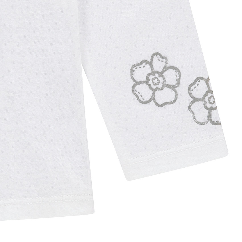 Tee-shirt manches longues en jersey effet dévoré avec fleurs printées 