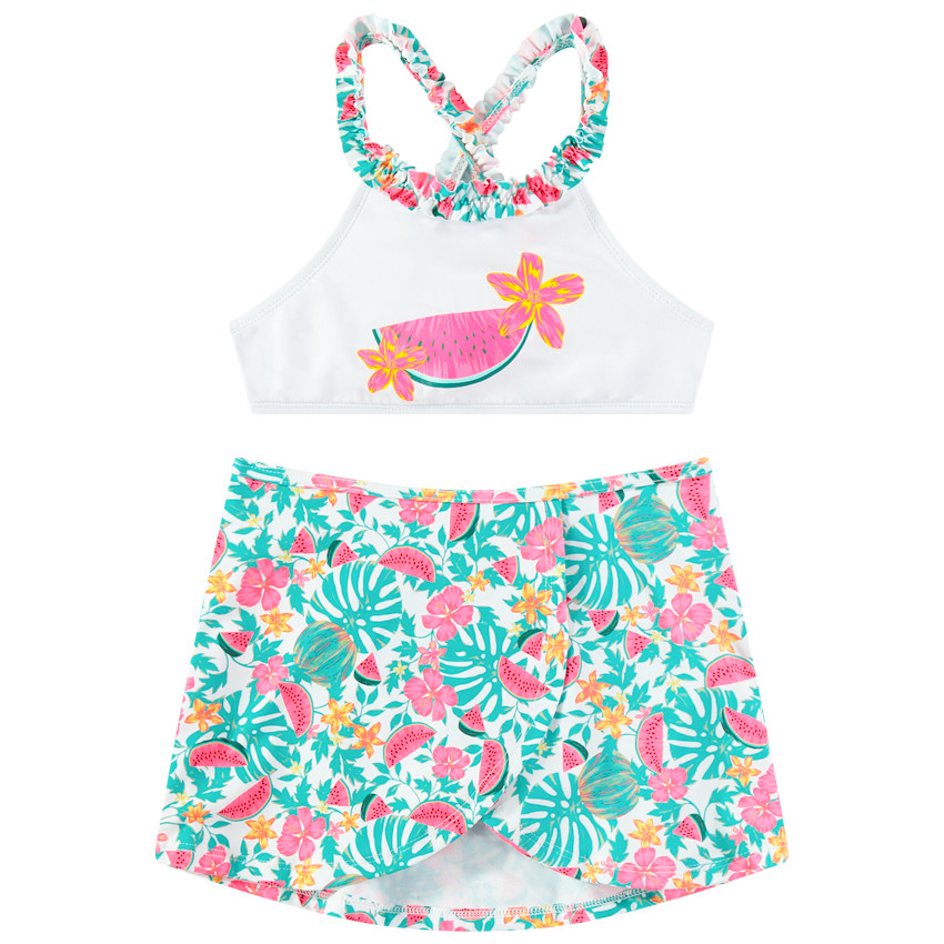 Maillot de bain 2 pièces imprimé all-over avec bas forme jupe 