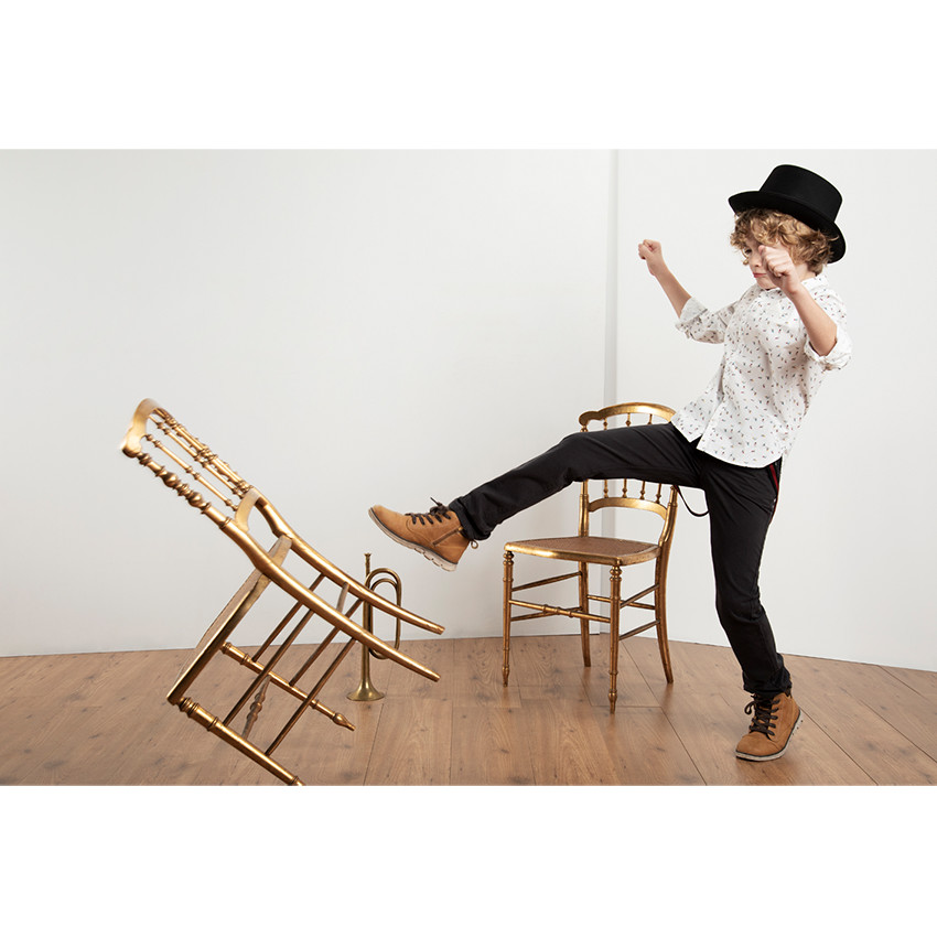 Junior - Pantalon en coton surteint avec bretelles amovibles 