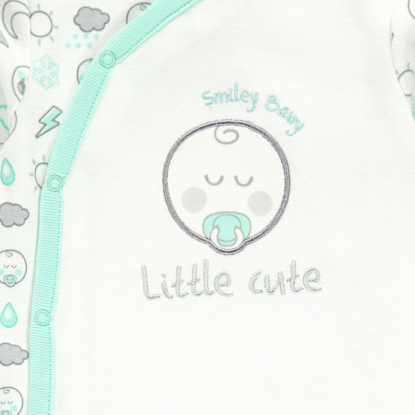Dors-bien en jersey interlock avec Smiley Baby brodé en lurex 