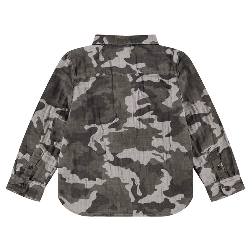 Chemise manches longues motif army avec poche 