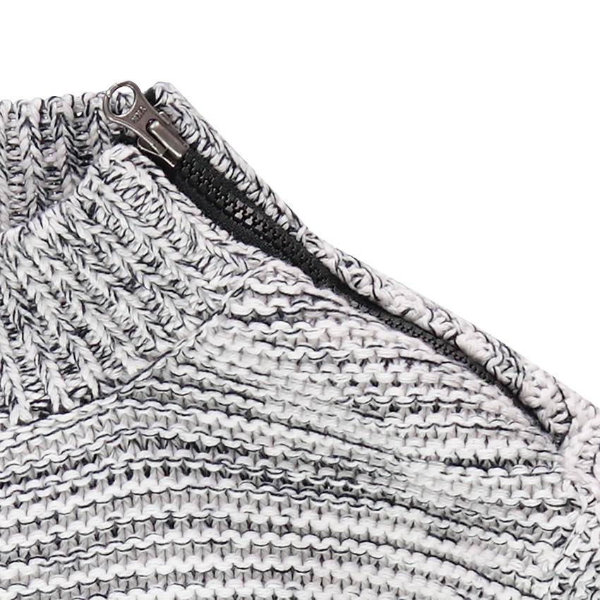 Pull en maille twistée avec col zippé et texte printé 