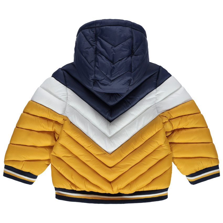 Doudoune matelassée tricolore à  capuche 