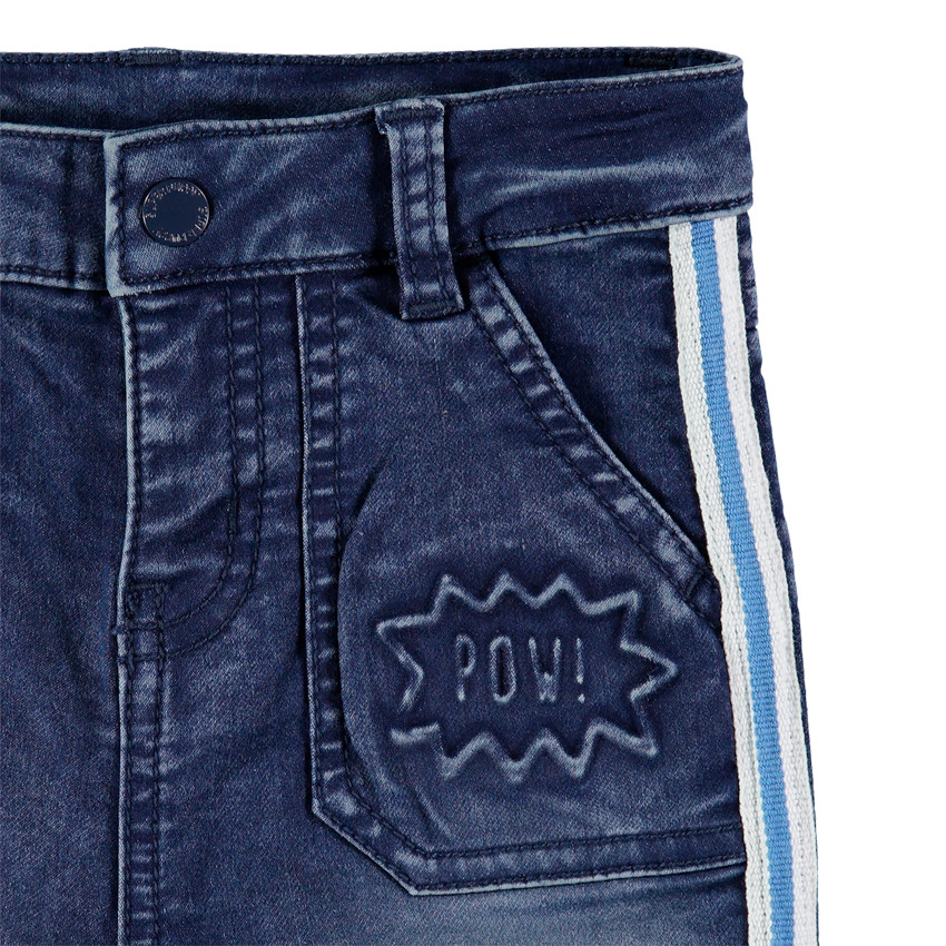 Jean effet used et crinkle à bandes sur les côtés 