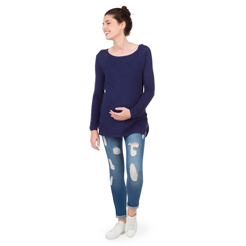 Pull de grossesse et d'allaitement en maille fantaisie  