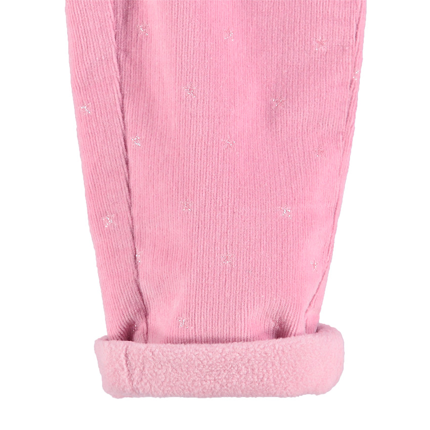 Pantalon en velours milleraies avec coeurs dorés all-over 