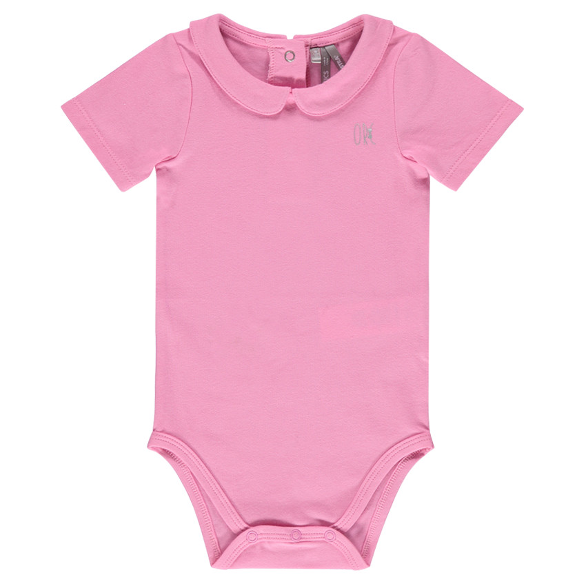 Body manches courtes uni col claudine  