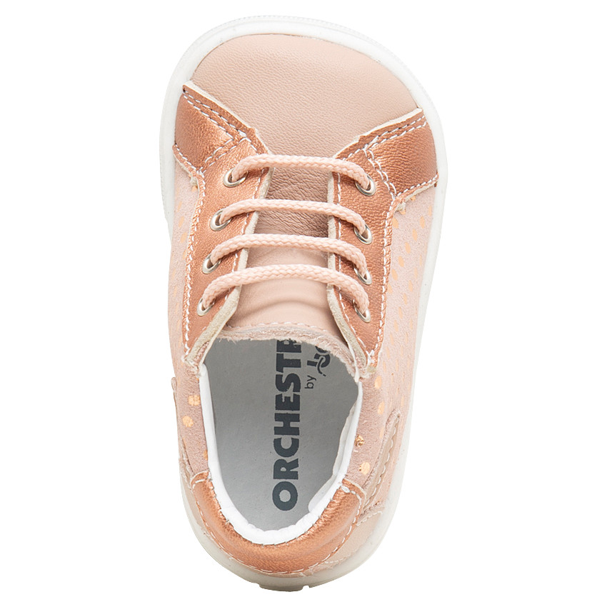 Bottillons en cuir à lacets avec pois brillants printés 