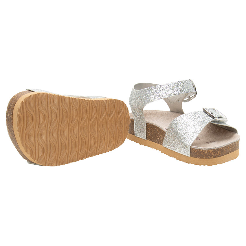 Nu-pieds pailletés avec semelle effet cuir 