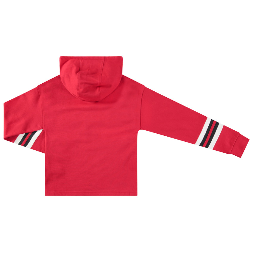 Junior - Sweat à capuche rouge avec inscription en bouclette 