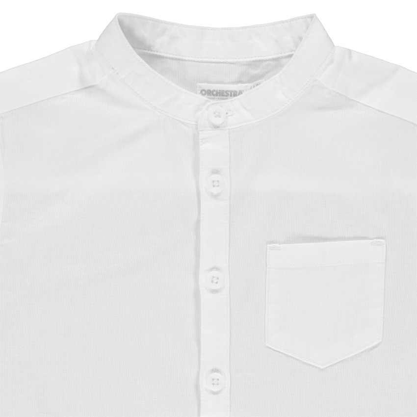 Chemise de cérémonie blanche à col mao et poche 