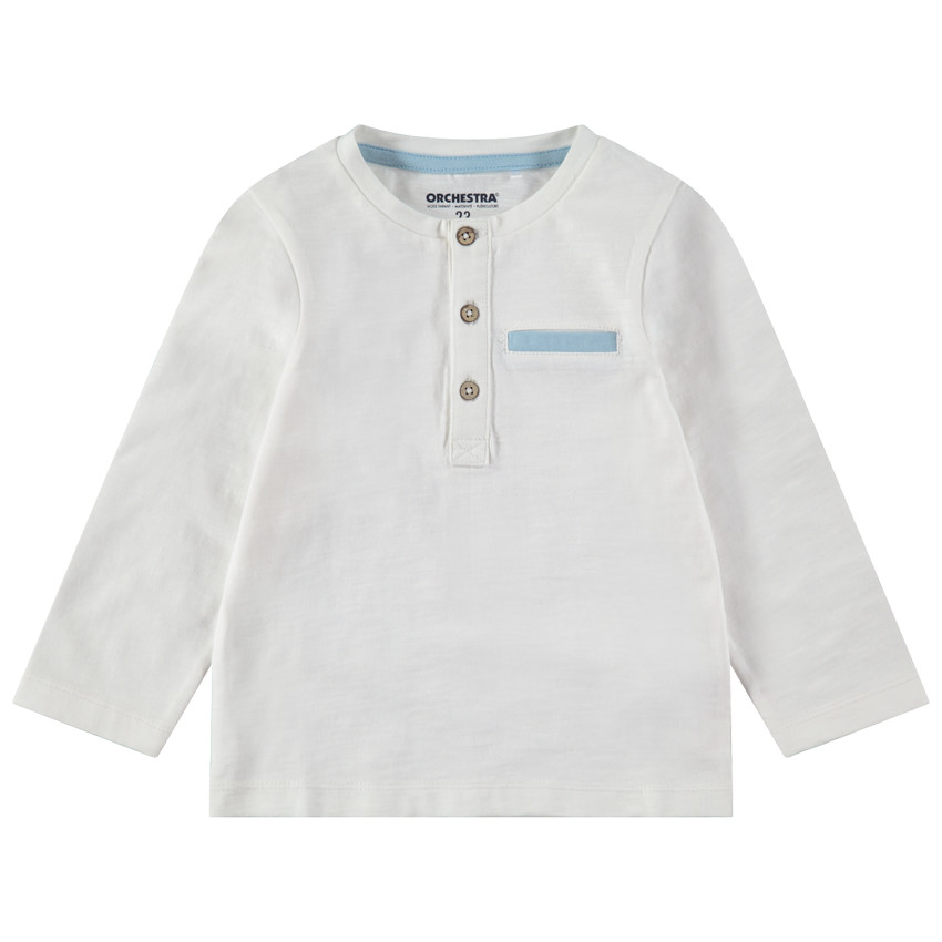 Tee-shirt manches longues en jersey avec col boutonné 