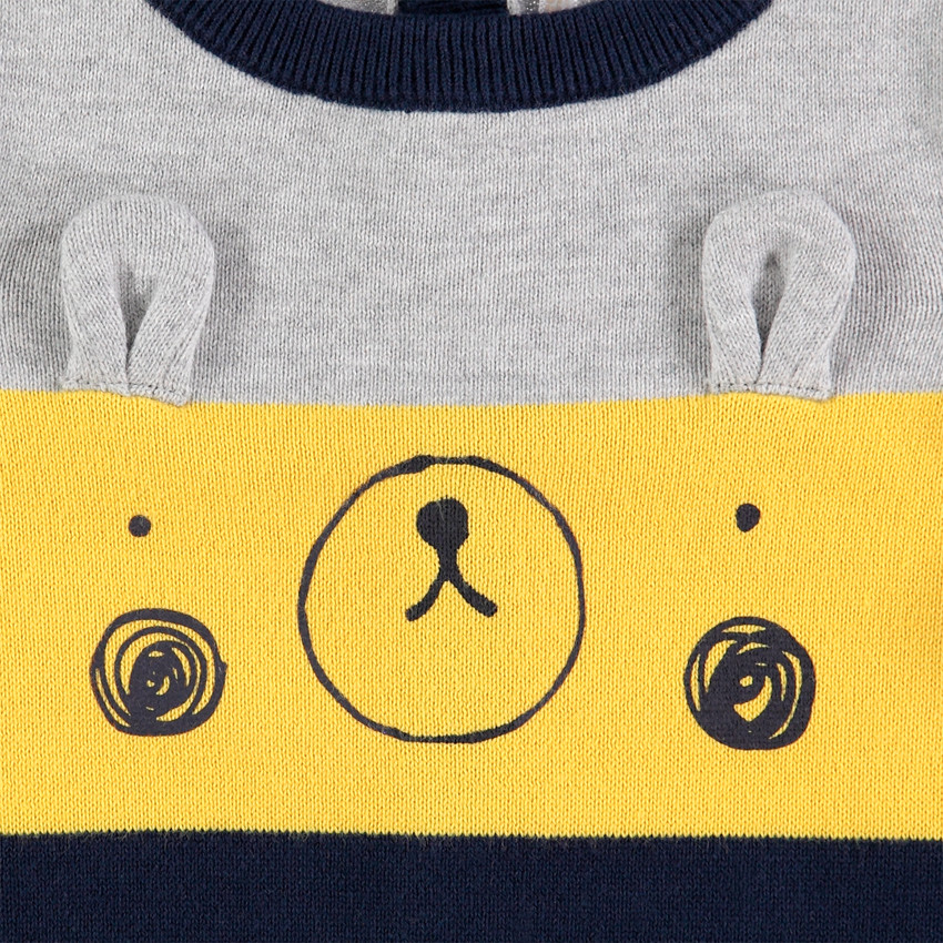 Pull en tricot avec ourson printé et oreilles en relief 
