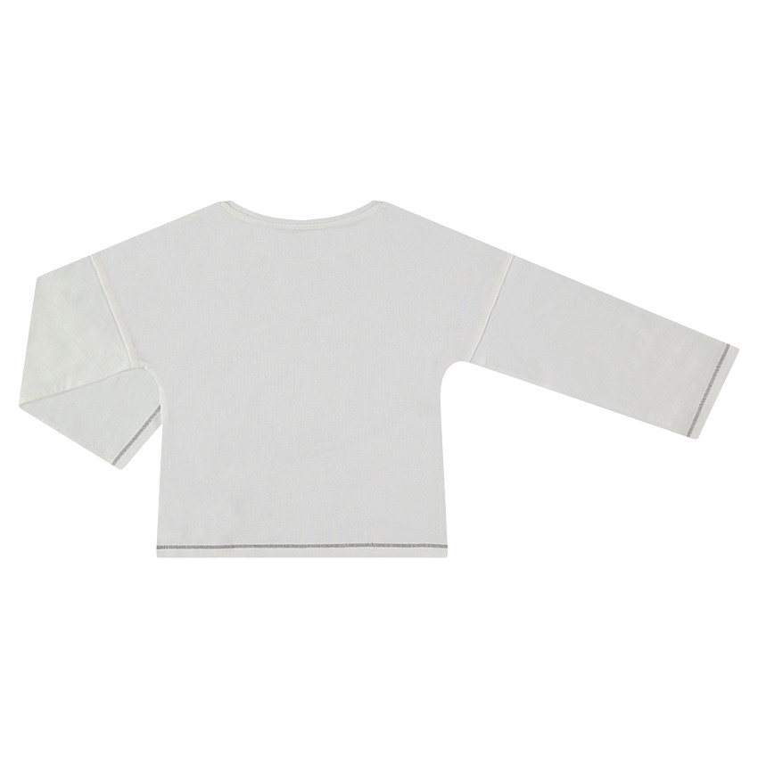 Tee-shirt manches longues avec prints brillants et laçage fantaisie 