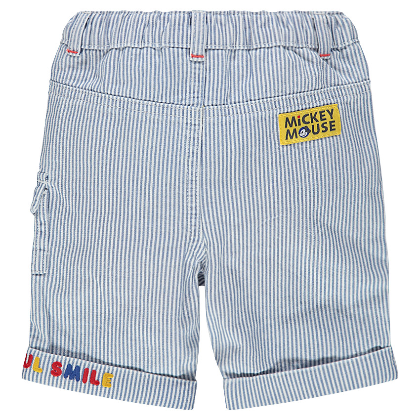 Bermuda en coton avec rayures verticales et broderies Mickey Disney 