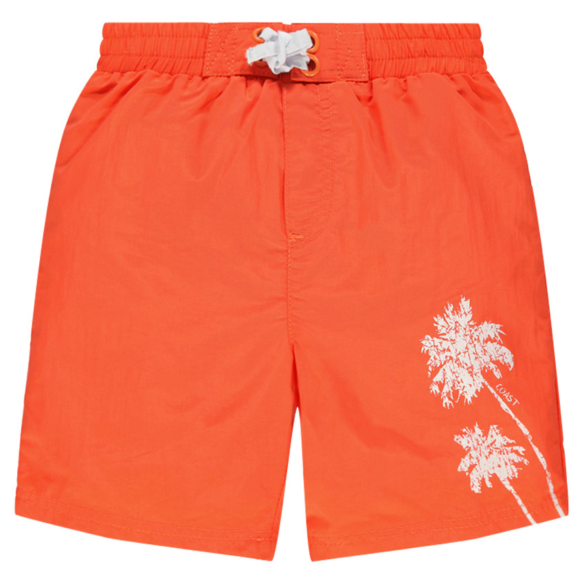 Short de bain uni avec palmiers printés 