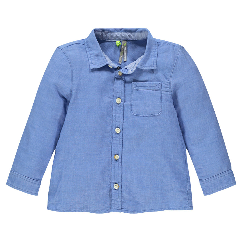 Chemise manches longues en coton avec poche 