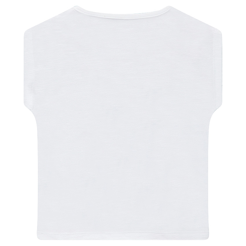 Tee-shirt manches courtes forme boite avec flamant rose volanté 