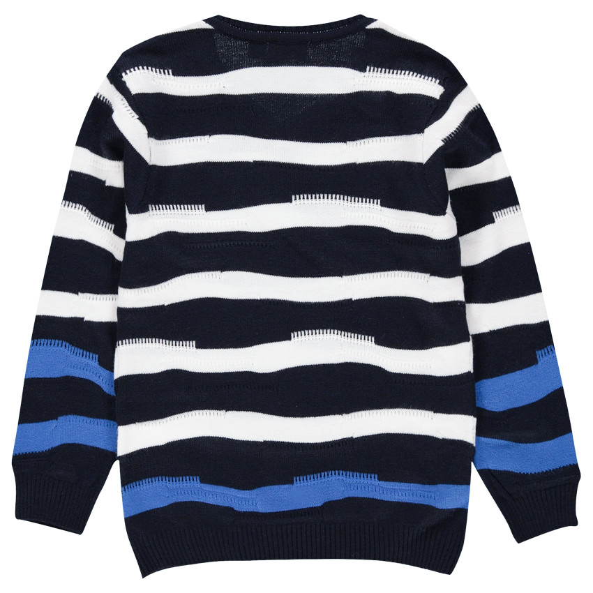 Pull en tricot avec rayures contrastées en jacquard 