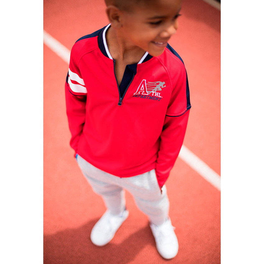 Tee-shirt manches longues avec col zippé et prints esprit sportswear 