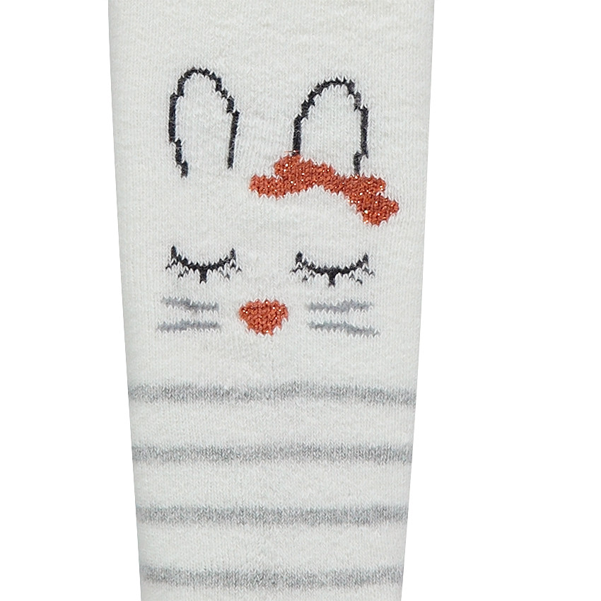 Collant épais antidérapant avec rayures et lapin en jacquard 