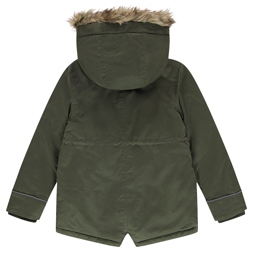 Junior - Parka en twill doublée sherpa avec fausse fourrure amovible 
