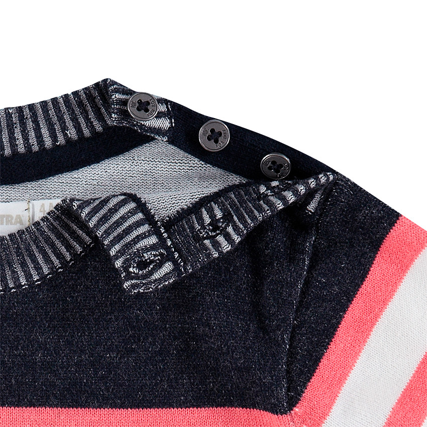 Pull en tricot effet marinière avec print requin 