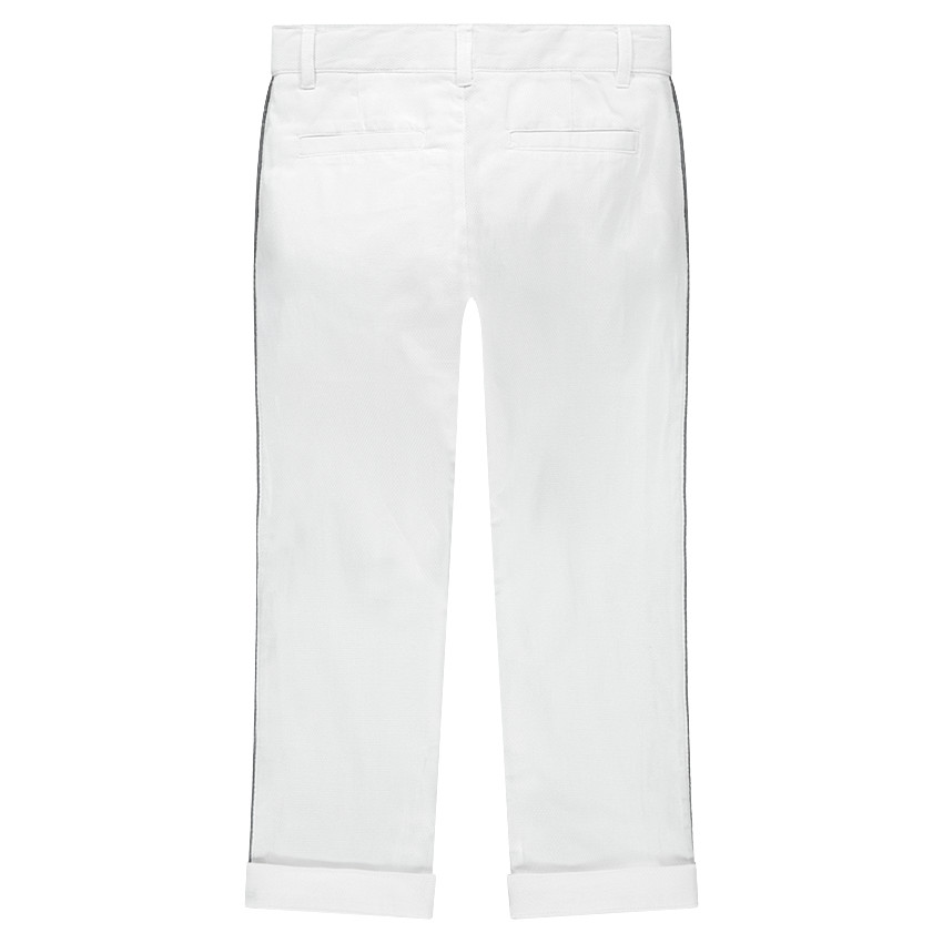 Pantalon blanc en coton fantaisie de cérémonie 