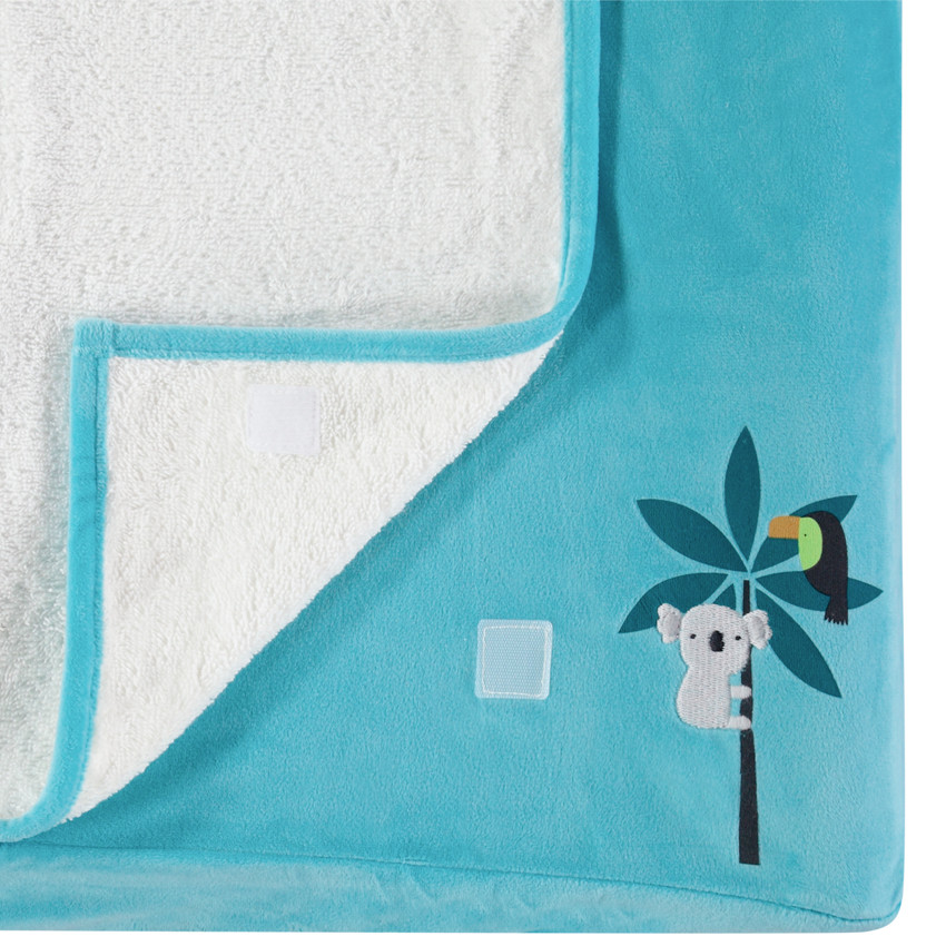 Housse de matelas à langer avec tapis en éponge et broderie thème jungle 