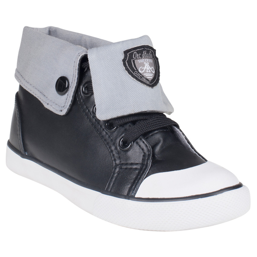 Baskets montantes avec revers en toile 