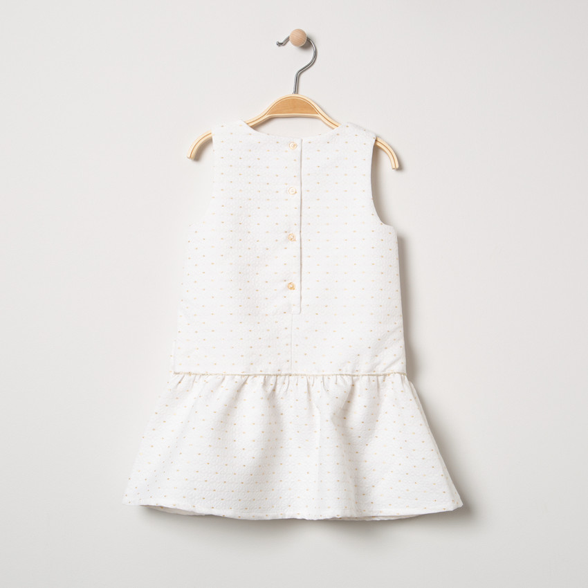 Robe sans manches à pois dorés et noeud 