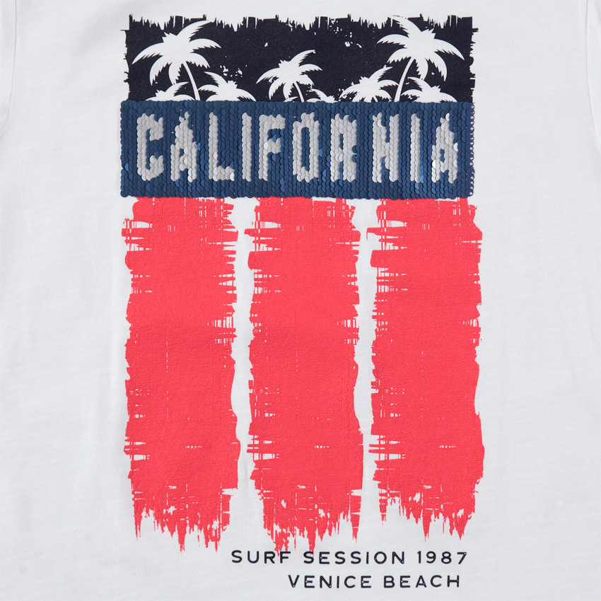 Junior - T-shirt manches courtes avec inscription en sequins magiques 