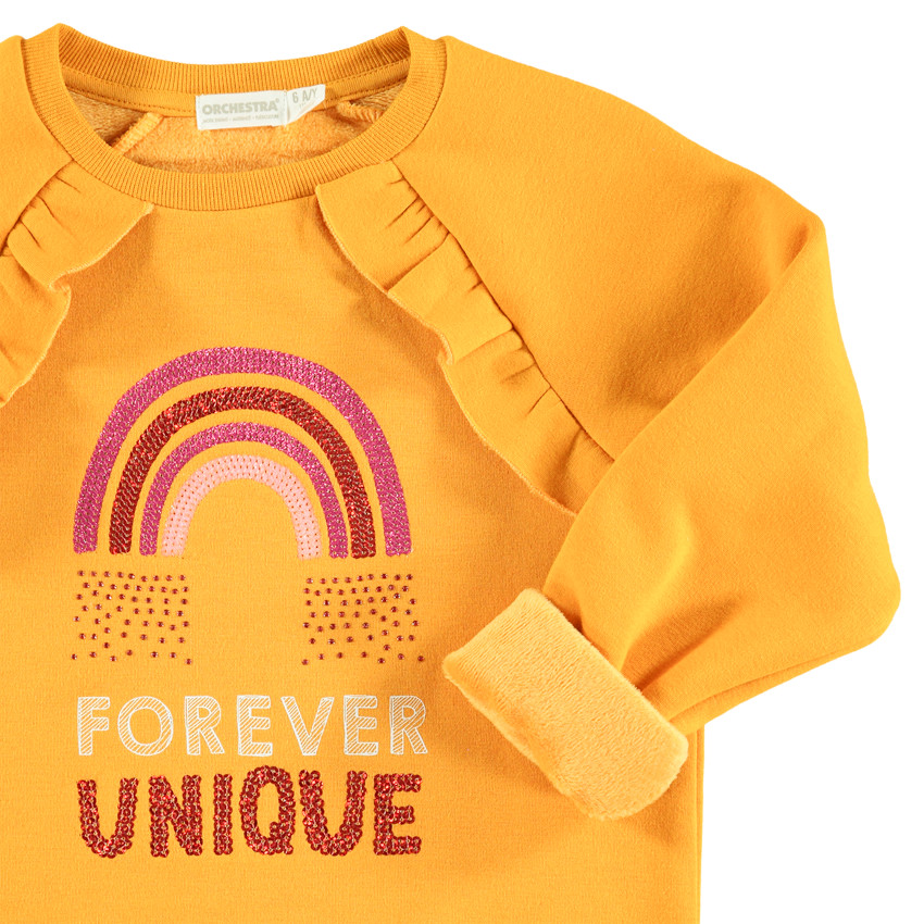 Sweat en molleton doublé sherpa avec arc-en-ciel en sequins 