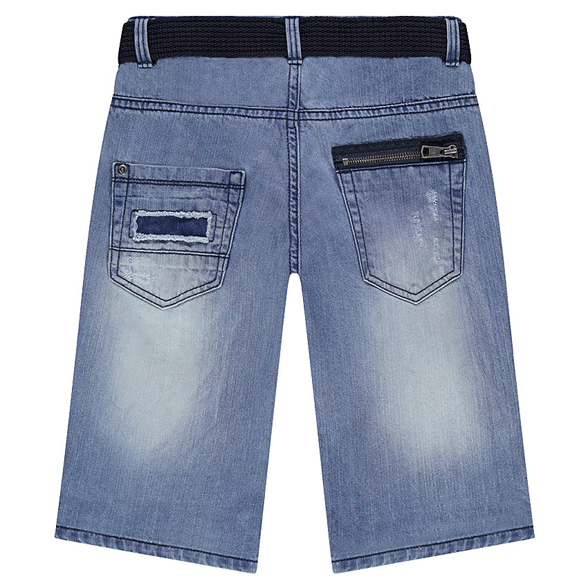 Junior - Bermuda en jeans à patchs avec ceinture amovible 