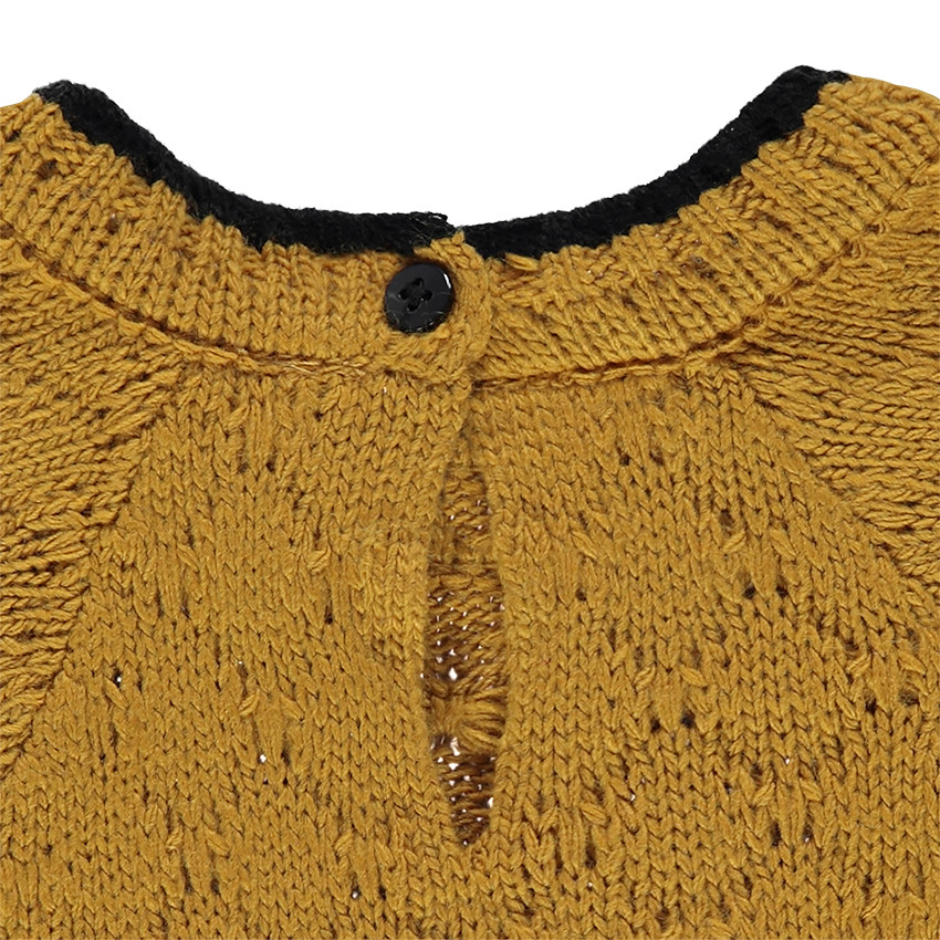 Robe manches courtes en tricot fantaisie avec cygne en origami brodé 