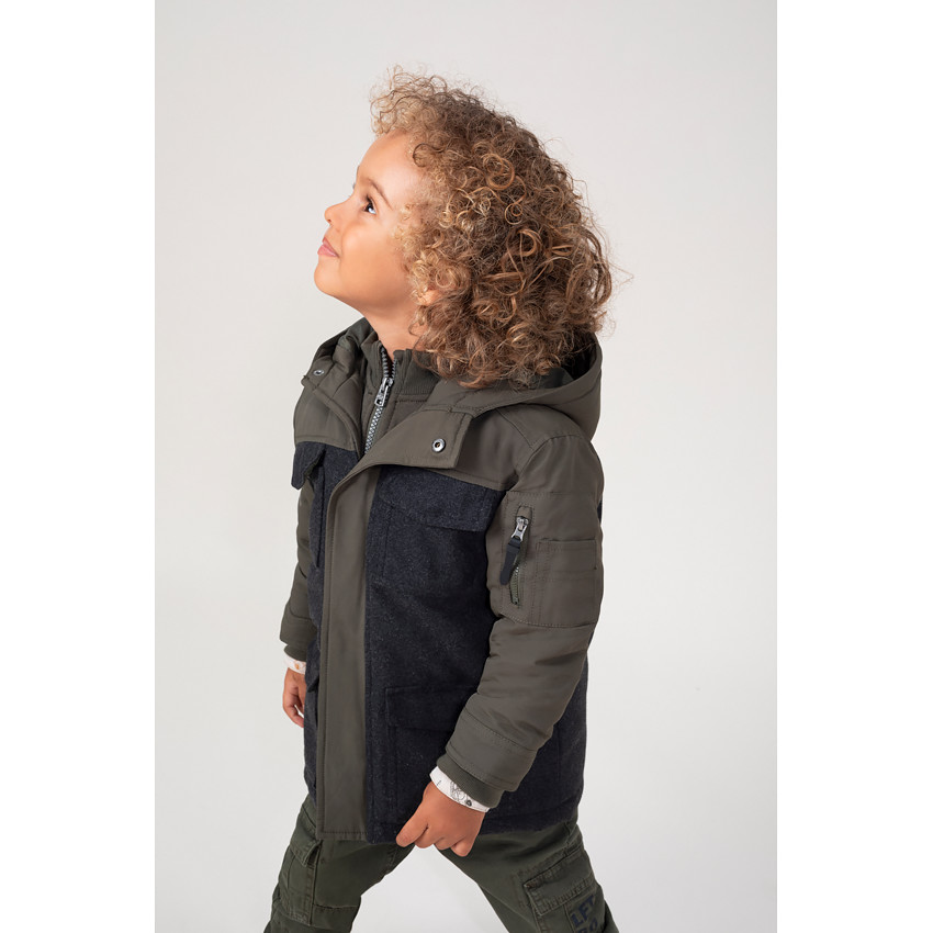 Parka bi-matière à larges poches plaquées  