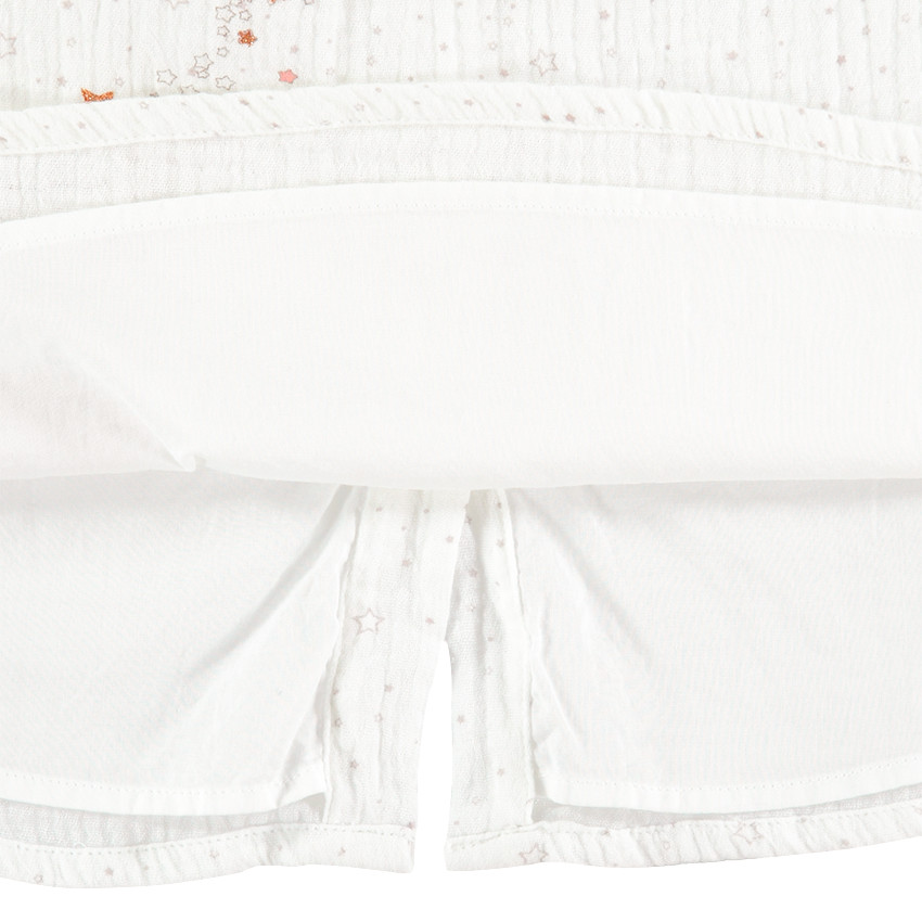 Robe manches longues en coton tubique avec poupée pailletée printée 