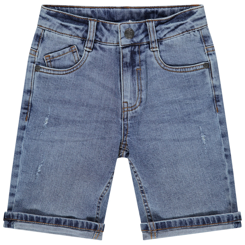 Bermuda en jean effet used à poches 