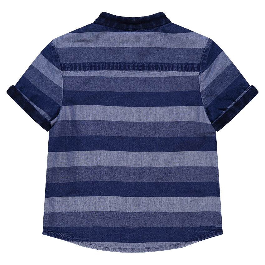 Chemise manches courtes effet jeans avec bandes contrastées 