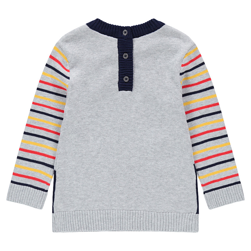 Pull en tricot avec oreilles en relief et rayures contrastées sur les manches 